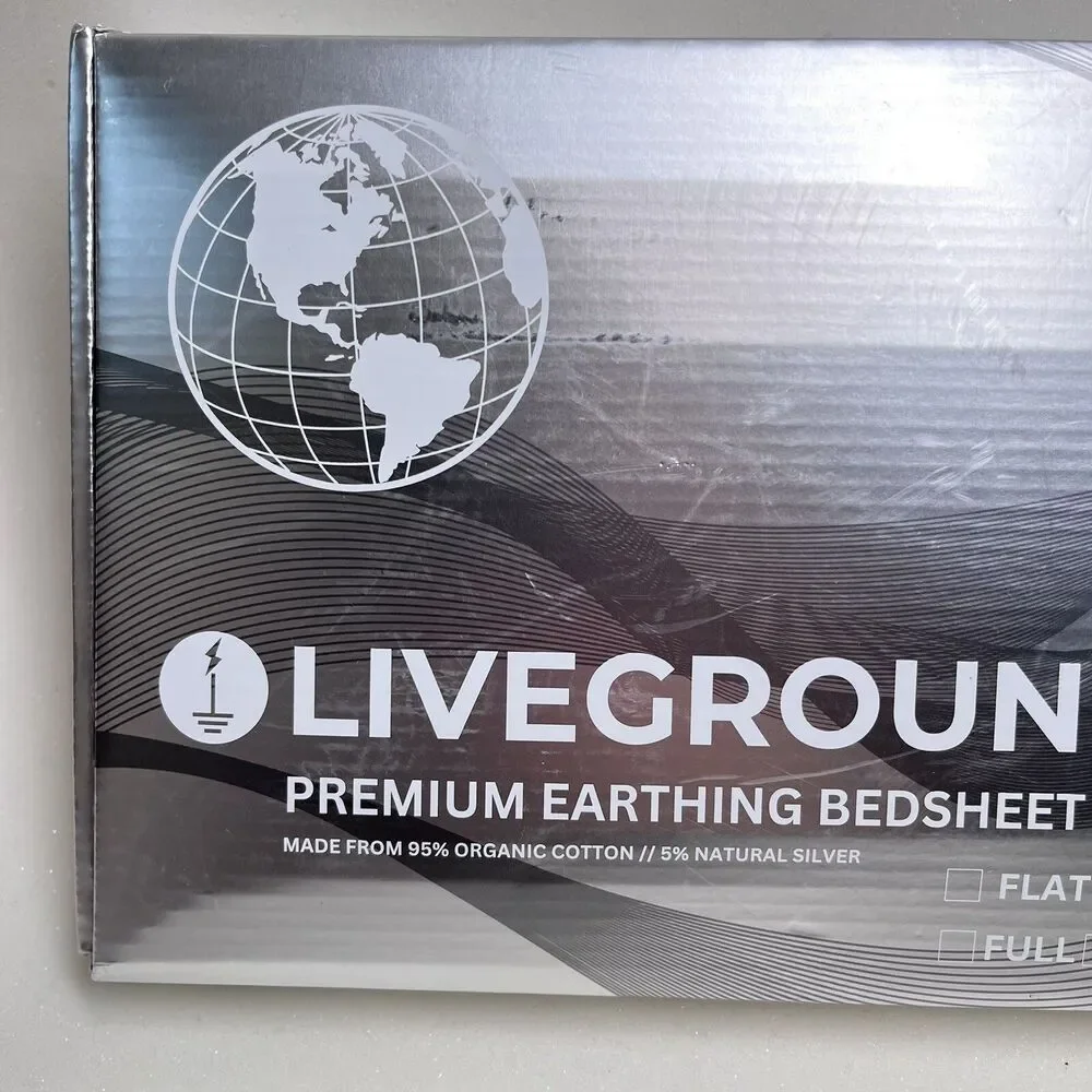 NEW LiveGrounded Premium Fitted Earthing Bed Sheet Queen Organic Cotton & Silver